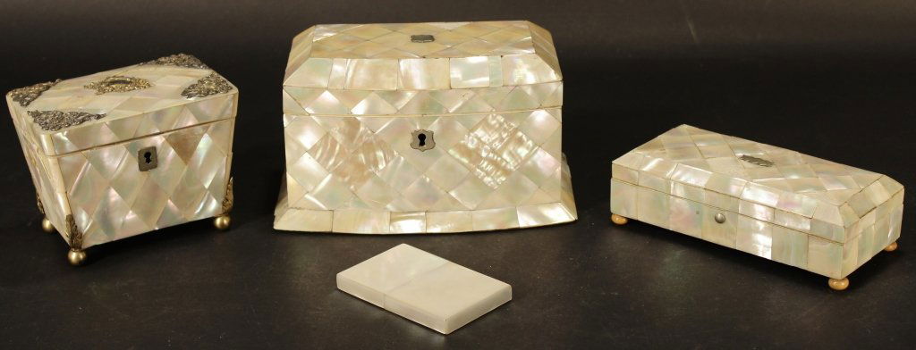 Four Antique Mother-of-Pearl Boxes (1 of 6)