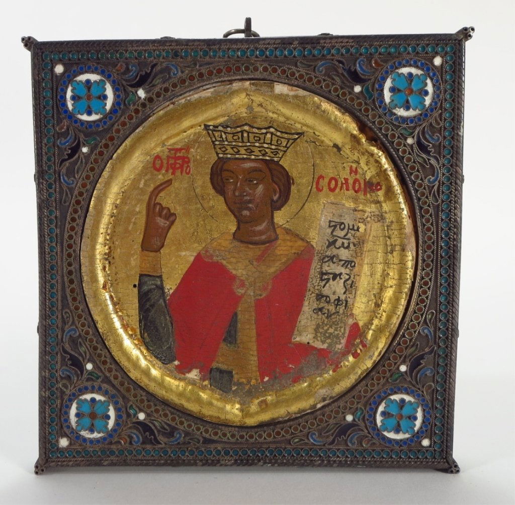Greek Icon in Filigree and Enamel Frame, 17th/18th c. (1 of 6)
