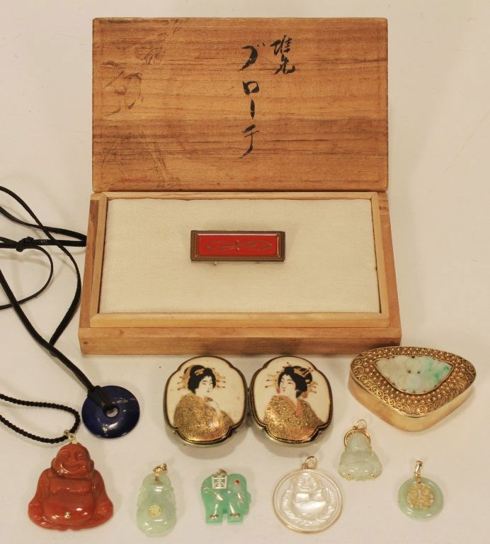 Group of Asian Jewelry; Jade & Mother of Pearl (1 of 8)