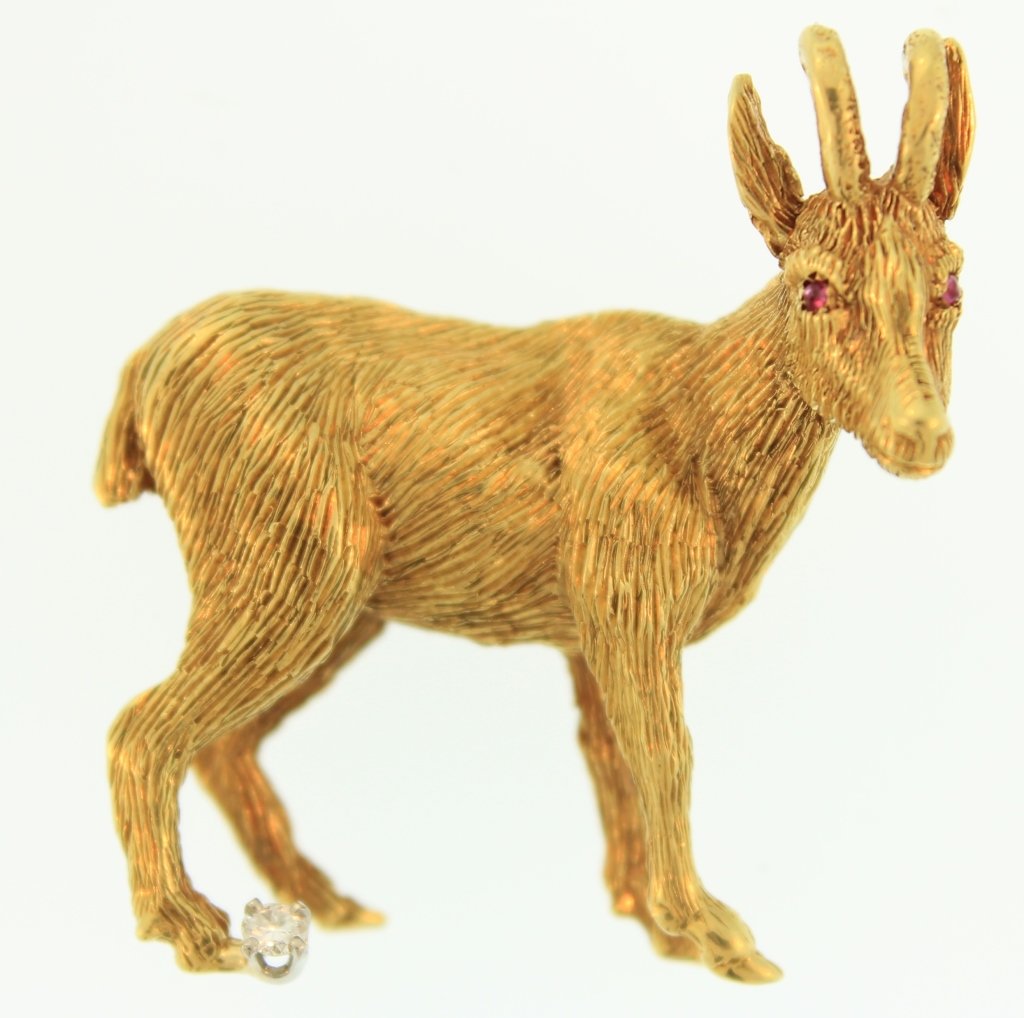18K Gold Goat Brooch, c. 1960 (1 of 4)
