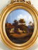 Oval Eglomise Landscape Painting, 19th/20th C. - 2