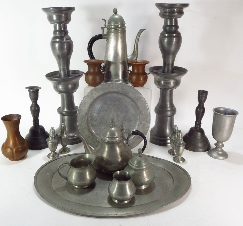 Nineteen Pewter and Copper Items (1 of 3)