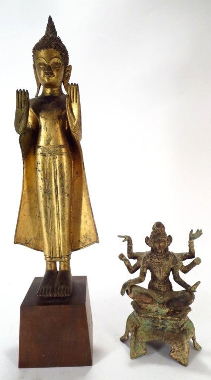 Lot of 2 Sculptures: Thai Buddha & Shiva 20th C. (1 of 8)