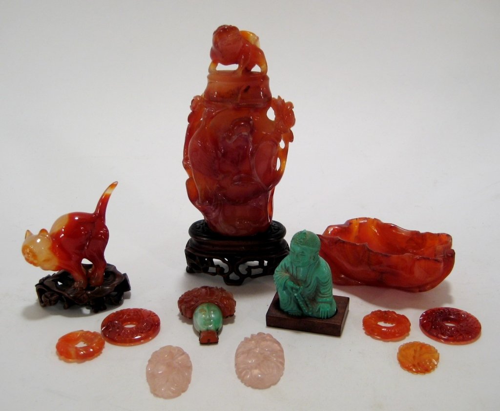 Group of Chinese Hardstone Figures and Discs (1 of 10)