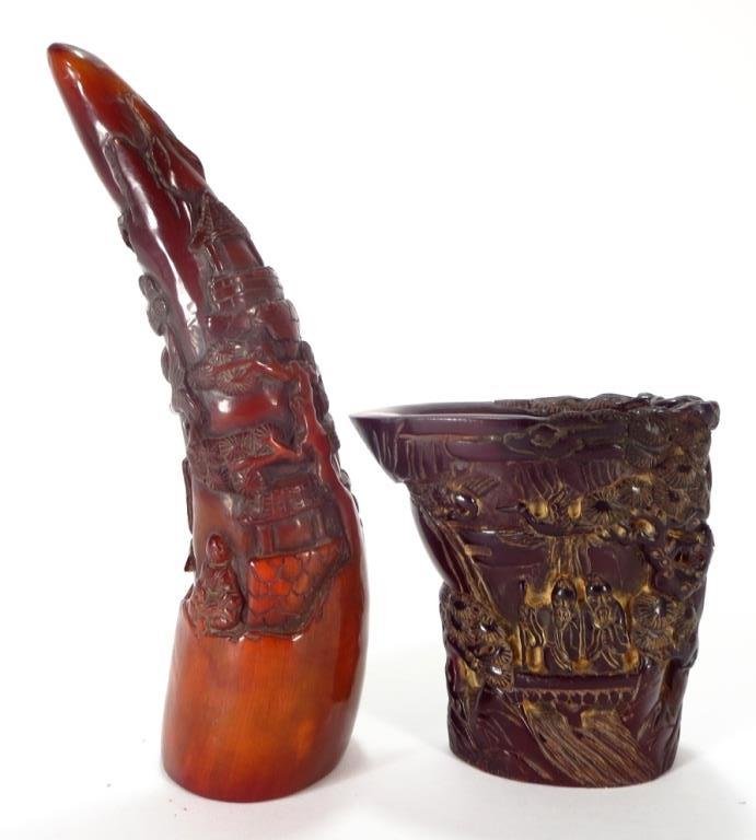 Asian Style Comp. Rhyton Cup & Horn Carving (1 of 7)