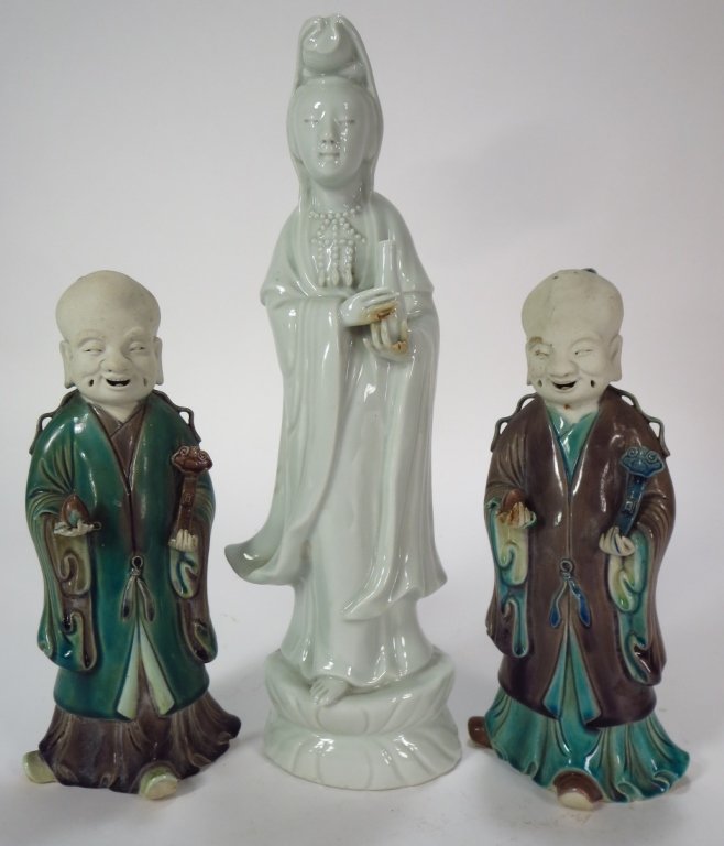 Pair of Glaze Ceramic Chinese Sages, 19th C.,et al (1 of 5)