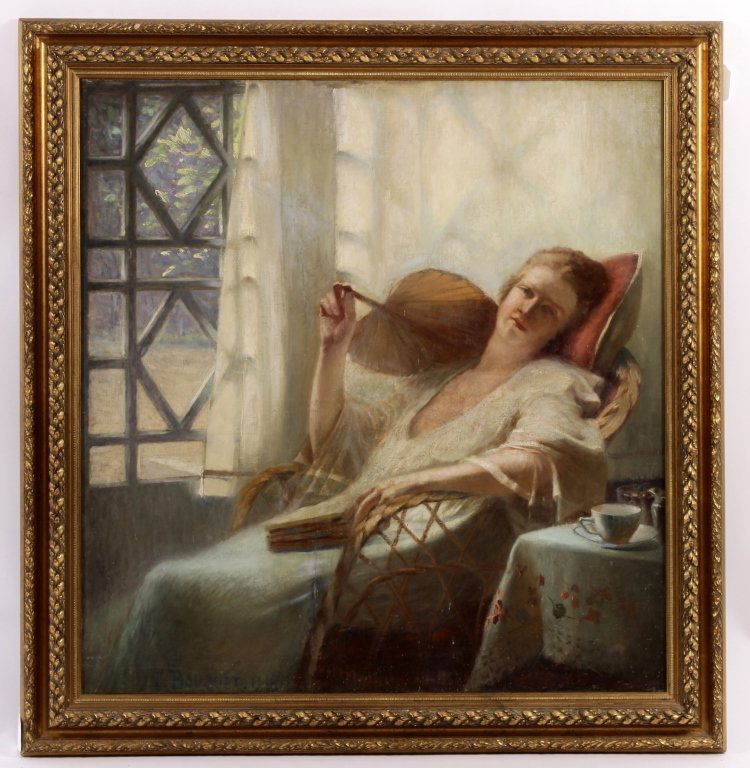 C. Bouquet, French, Woman with Fan, O/C, 1916 (1 of 7)