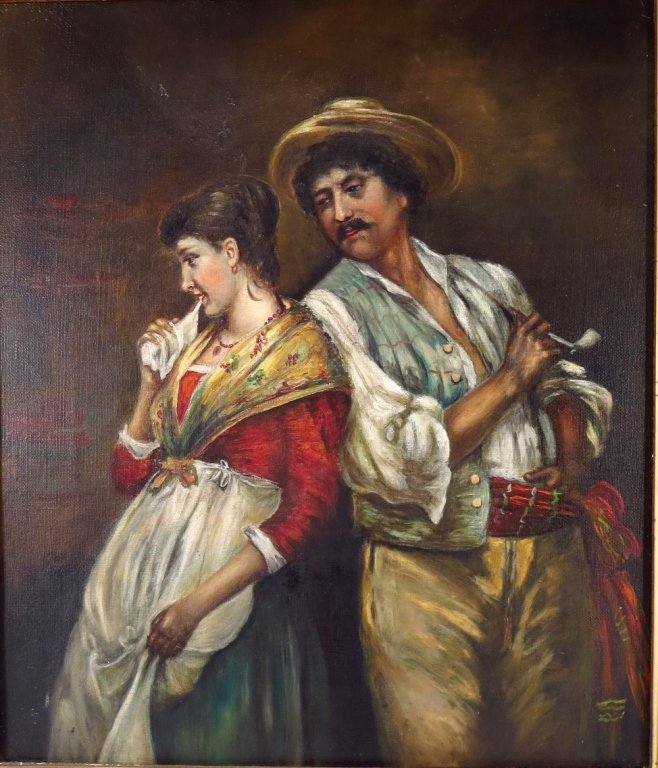 It. Sch, late 19th c., Courting Couple, O/C (1 of 6)
