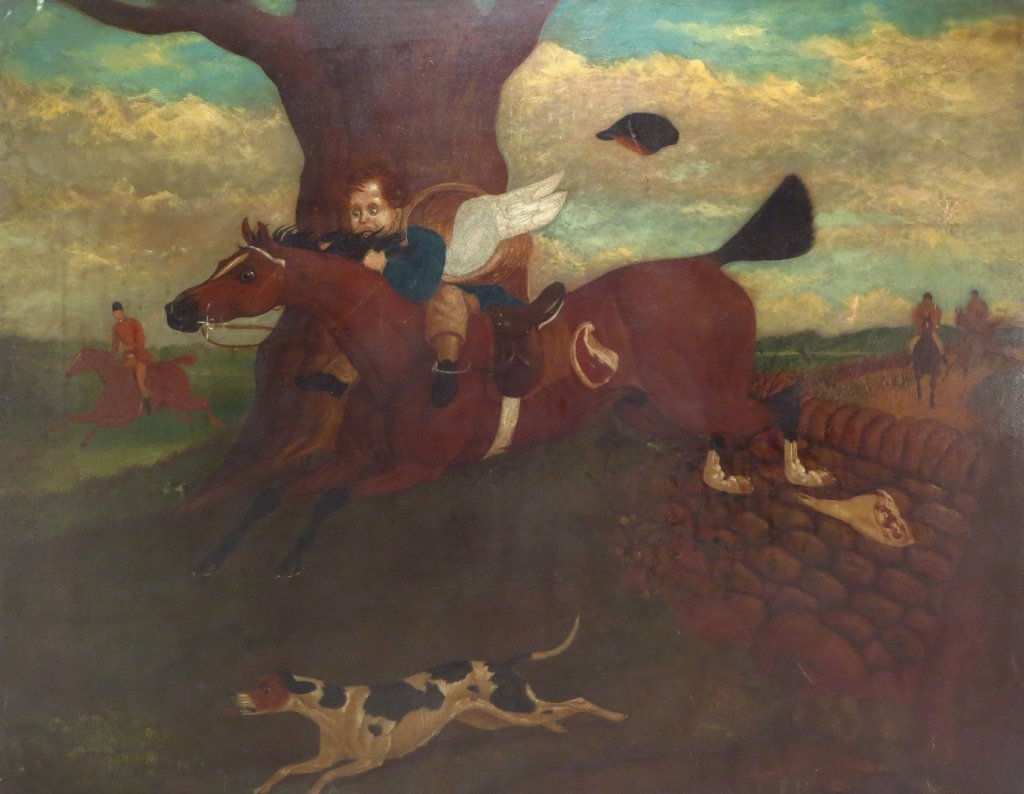 Fox Hunt, O/C, 19th C. (1 of 7)