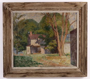 Horace Brown, Vermont Cottage, O/C, 19/20th C.: Horace Brown, American, 1876-1949, Vermont Cottage, oil on canvas, signed lower left.(JKIE7216)(WK) Measurements:30 x 35 Framed: 40 x 44.5 Property Title: