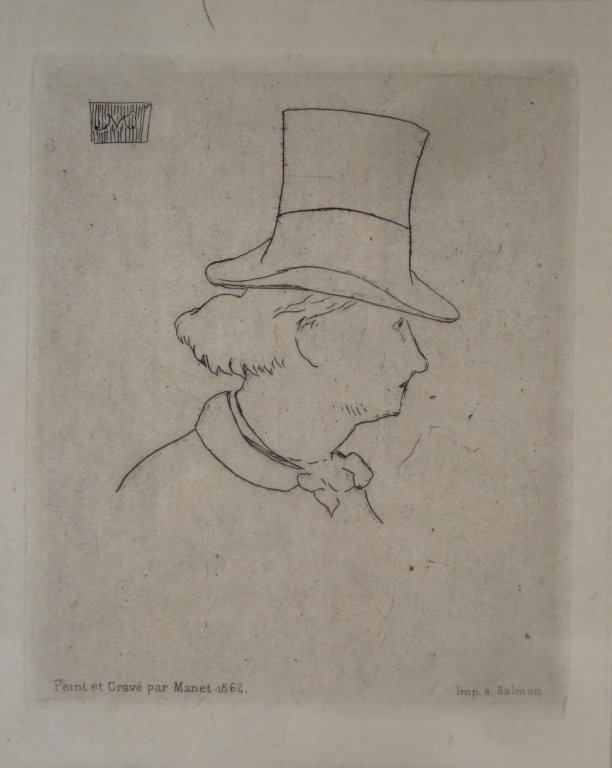 E. Manet, 19th C., Baudelaire de Profile en Chapea (1 of 8)