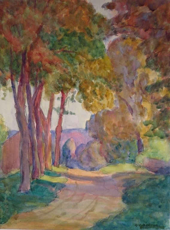 George Nelson,Am.,Trees along Road,w/c and pencil (1 of 7)