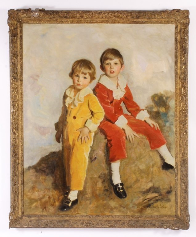 Harrington Mann 1864-1937 Two Children O/C Am 1930 (1 of 8)