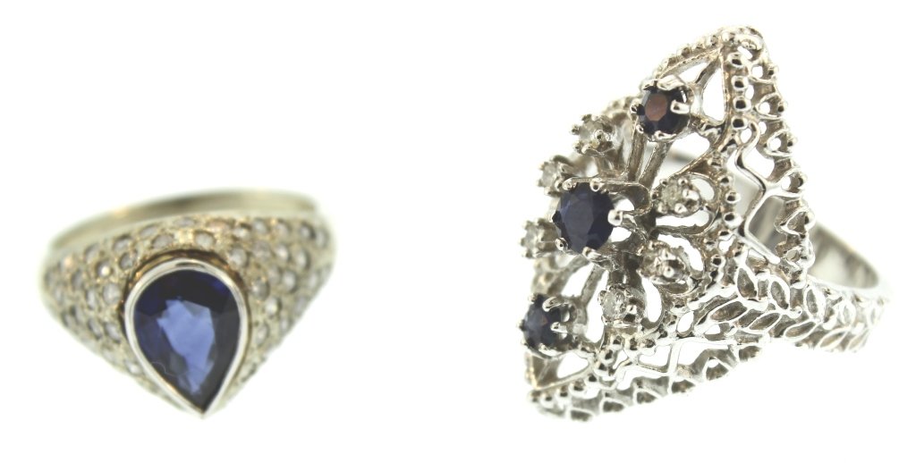 (2) 14K Gold, Sapphire & Diamond Rings (1 of 5)