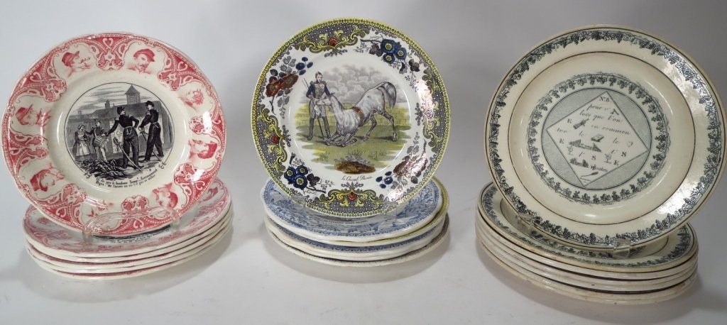19 French Soft Paste & Porcelain Plates: 19 French Soft Paste & Porcelain Plates, Greil, Montereau & Sarrequemines (19 pcs.)(DMAS7549/19)(WT) Measurements:8" Dia. Property Title:From a Newtown Connecticut Collector