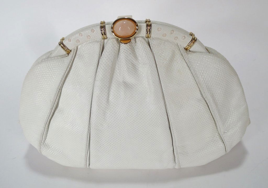 Judith Leiber White Snake Skin Purse (1 of 7)