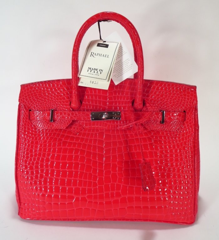 Raphael Red Crocodile Birken Style Handbag (1 of 6)