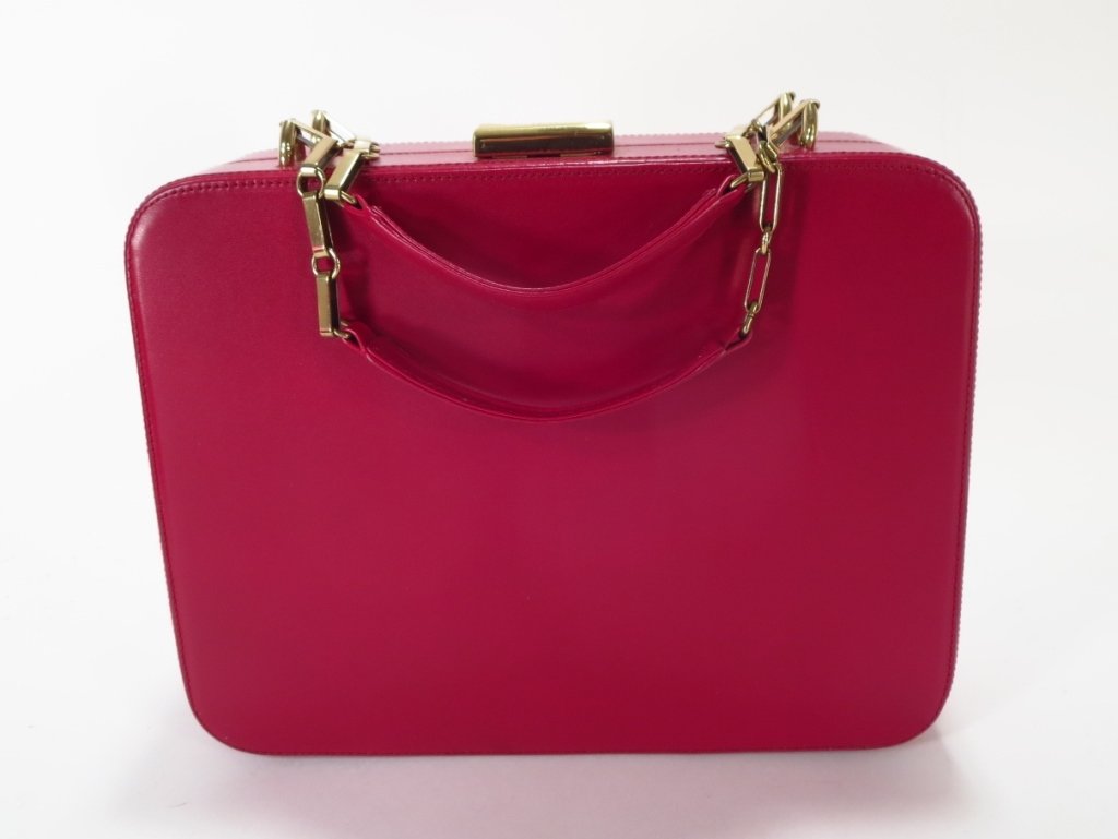 Mark Cross Red Leather Hardcase Handbag (1 of 6)