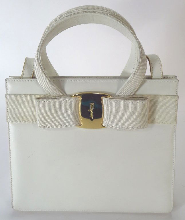 Ferragamo White Satchel (1 of 7)