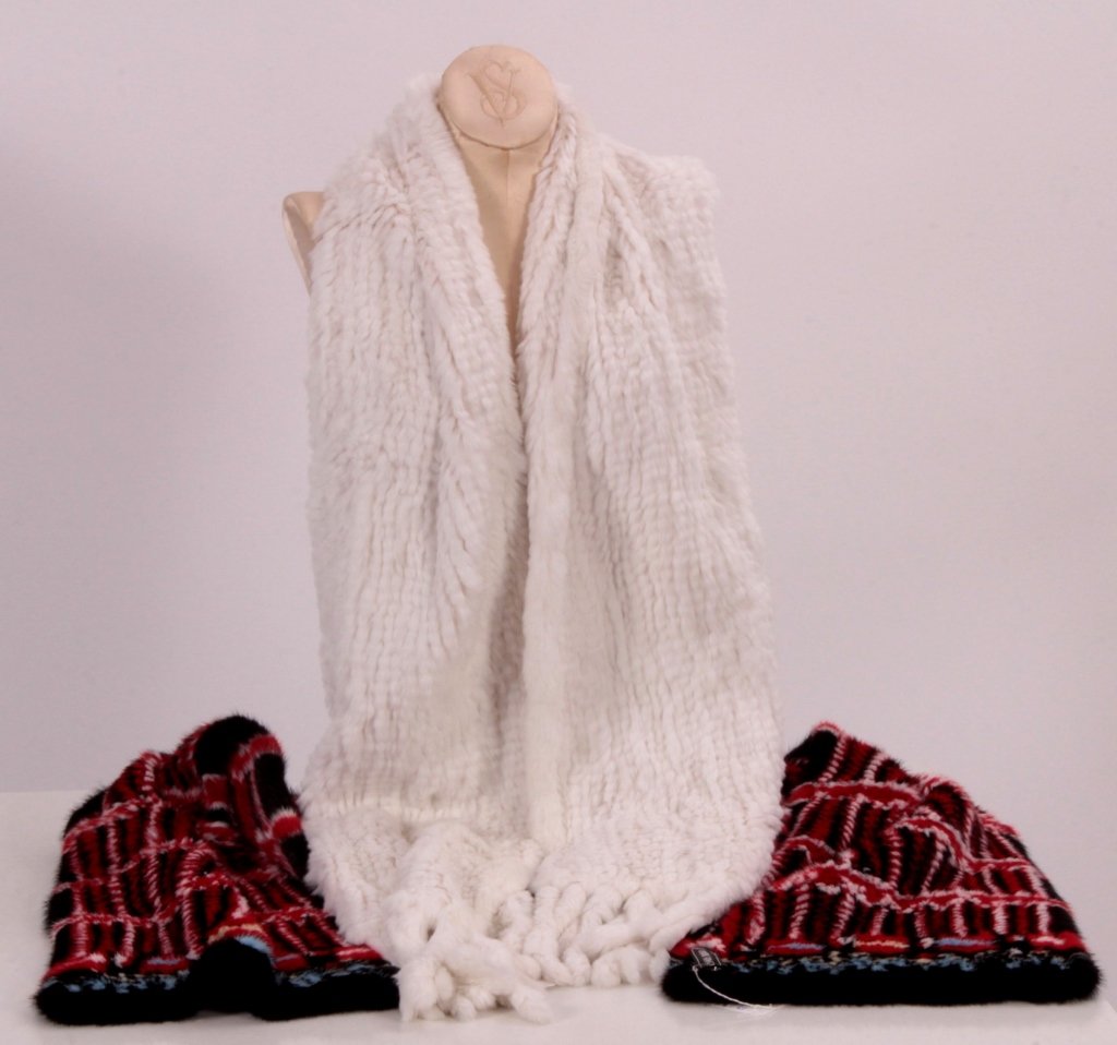 Multi-Colored Mink Stole & White Rabbit Stole (1 of 7)
