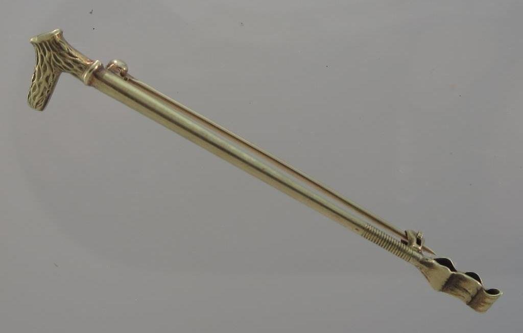 14K Yellow Gold Pin, Designed as a Riding Crop (1 of 5)