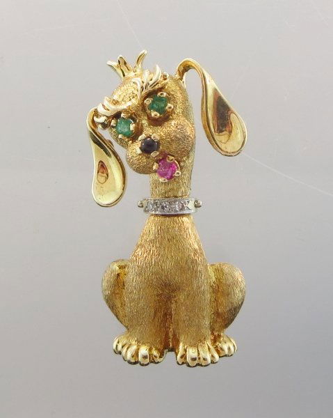 14K Y Gold Diamond & Semi Precious Stone Pin (1 of 6)