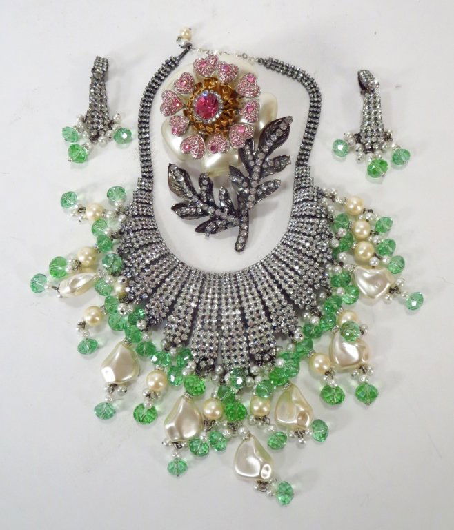 VRBA Floral Brooch & Rhinestone Necklace (1 of 8)