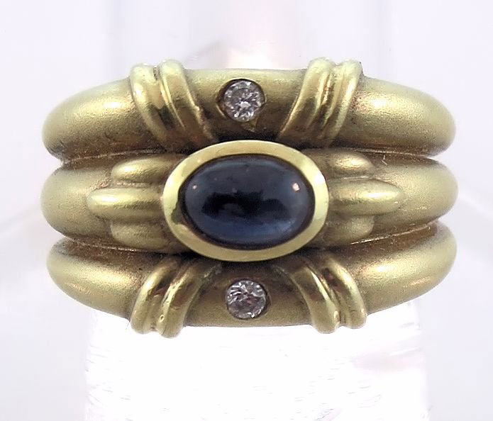 18K Yellow Gold, Sapphire, and Diamond Ring (1 of 5)