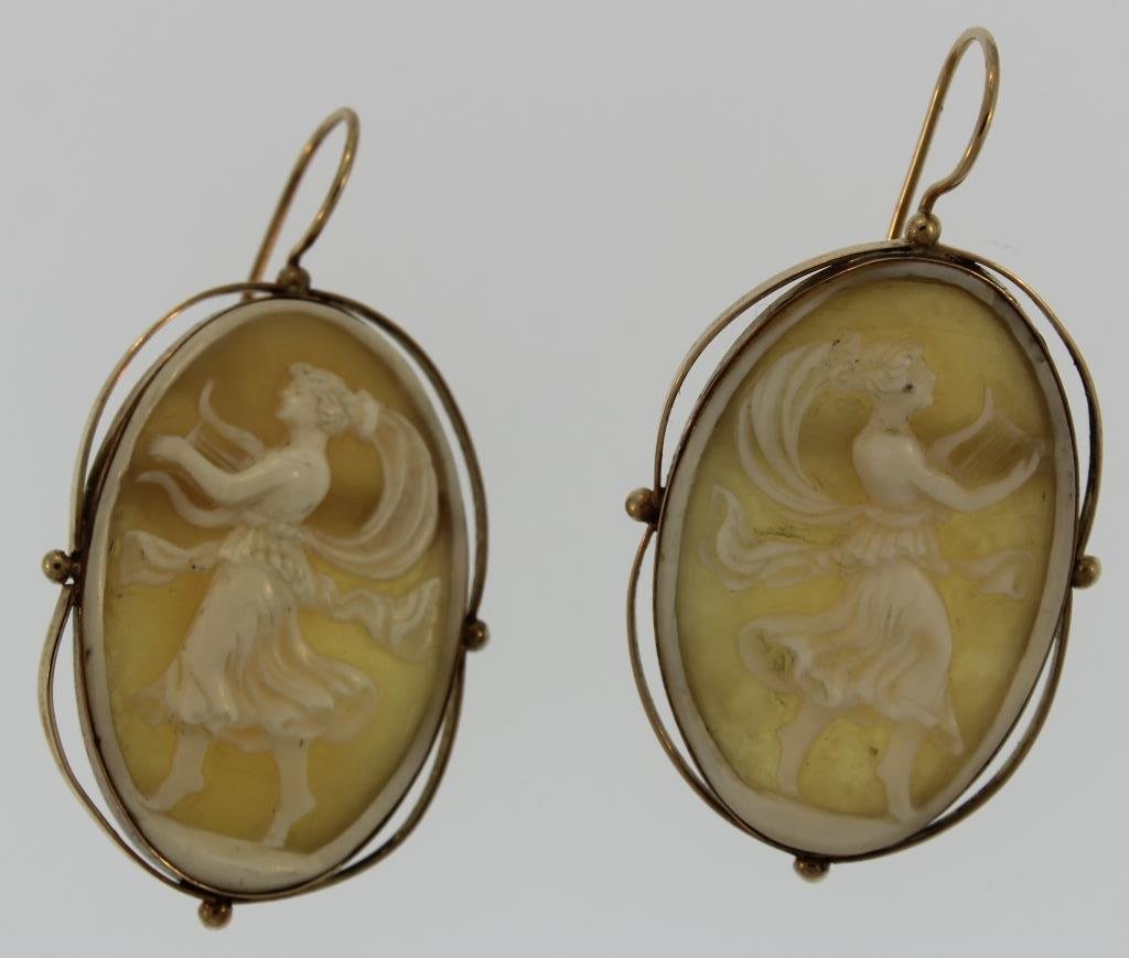 Pair of Carved Shell Cameo Earrings (1 of 5)