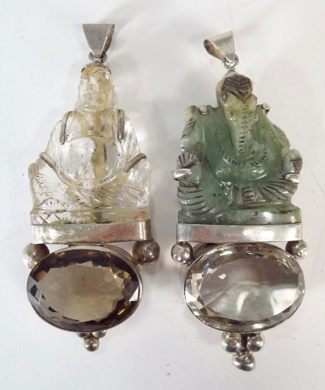 Jade Ganesha Pendant & Rock Crystal Buddha Pendant (1 of 5)