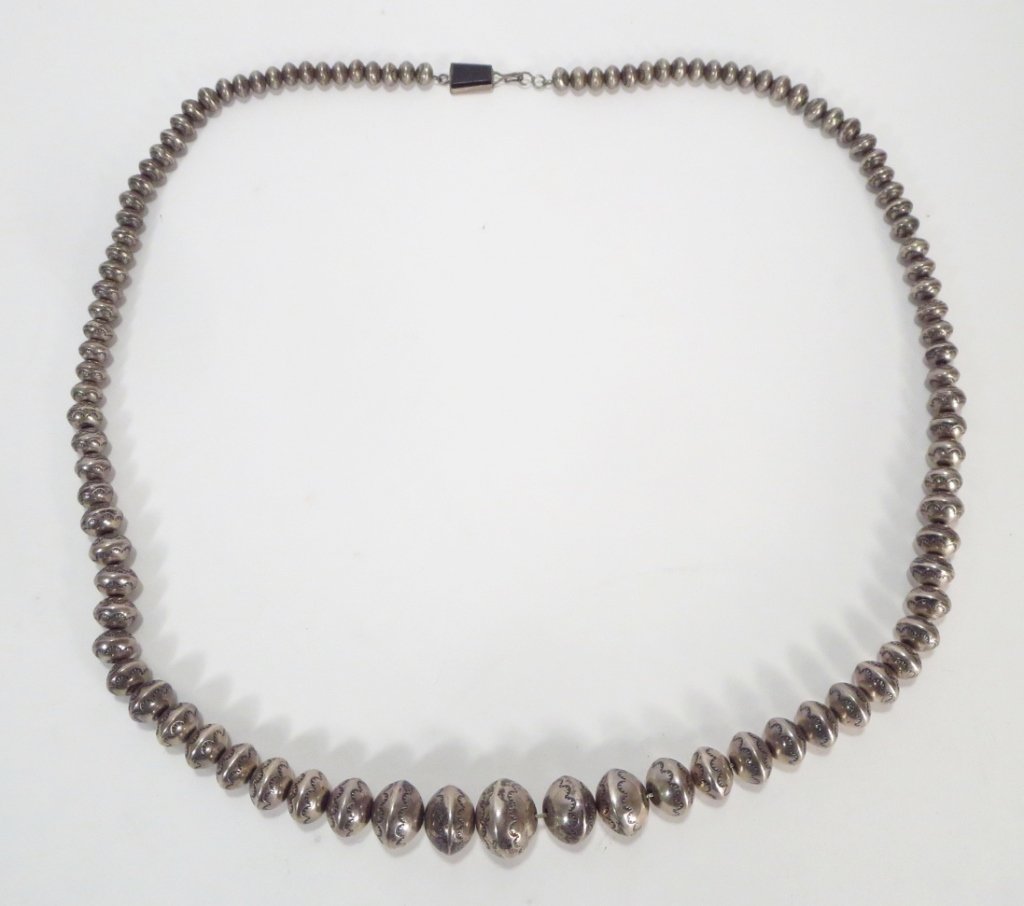 Sterling Silver Necklace, Ted Charveze: Sterling Silver Necklace, Ted Charveze, Late 20th C. hand chased (KLEA8301) {PR} Property Title: From a Private Washington CT Collection. Measurements: Approx. 39" L