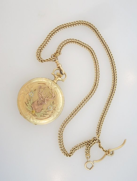 14 K Gold Waltham Hunter Case Pocket Watch & Fob (1 of 8)