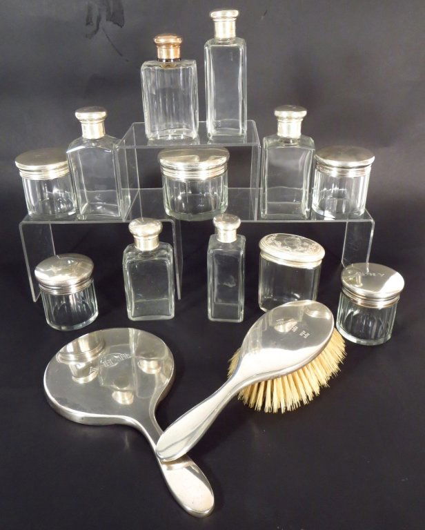 English Sterling Mounted Dresser Items,20th C. (1 of 10)