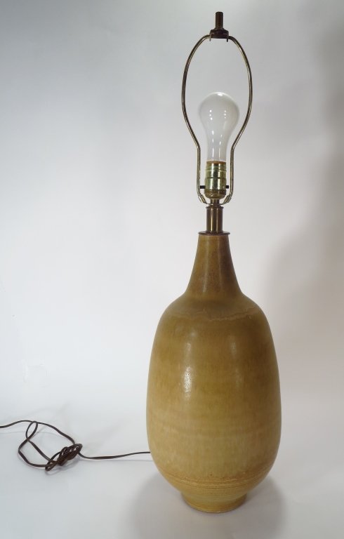 Mid-Century Art Pottery Vase Lamp, 20th C. (1 of 5)