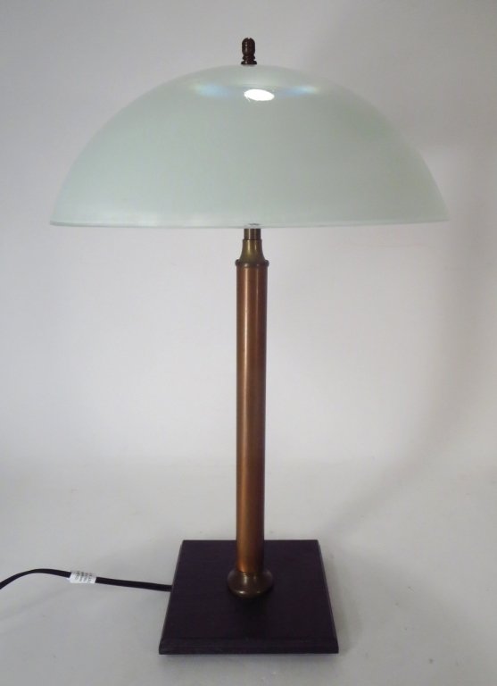 Midcentury Bronze Table Lamp with Glass Shade (1 of 5)