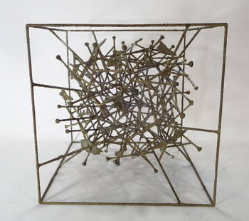 Klaus Ihlenfeld, Bronze Sculpture Within a Cube.: Klaus Ihlenfeld, German/American, b. 1934, Sculpture within a Cube, bronze. (SNIG8207) {WK} Property Title:  From a Private New York City Estate. Measurements: 14 H x 14 W x 14 D