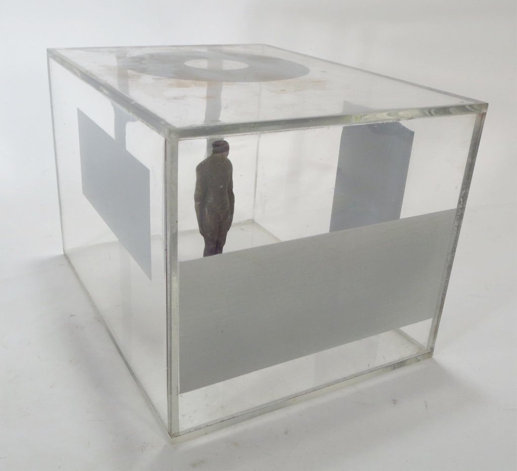 Bronze Standing Male Sculpture Acrylic Box 20th C. (1 of 6)