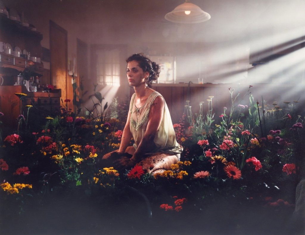 After Gregory Crewdson Untitled C Print 1988: After Gregory Crewdson (American b. 1962) Untitled C Print 1988, depicting woman in flowers label on verso. (CRIT083) {AC} Property Title: From the Collection of art critic, Anthony Haden-Guest Measu