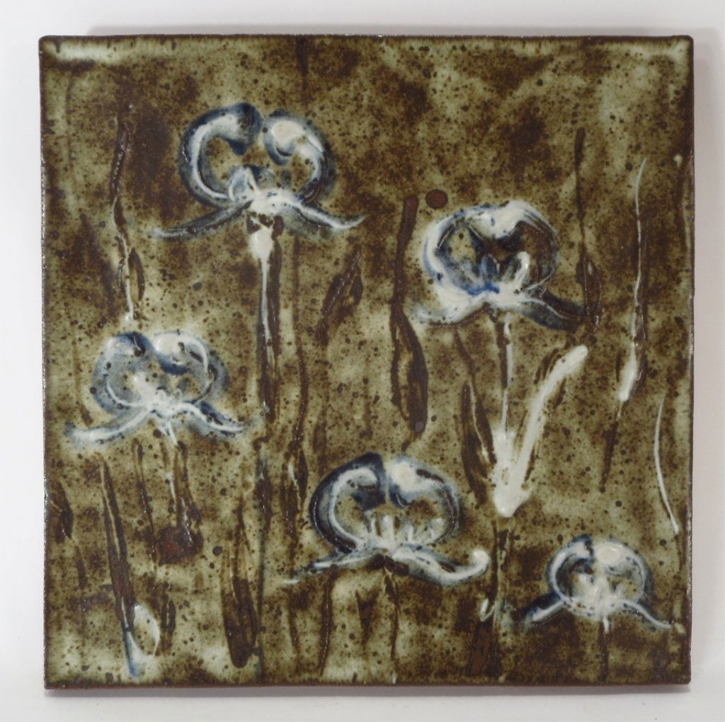 Vivaka & Otto Flower Tile Pottery Plaque 1987 (1 of 8)