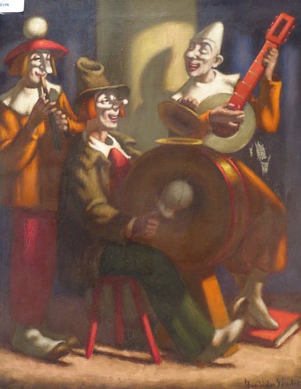 Basilides Sandor, Hungarian, Clowns, o/c (1 of 6)