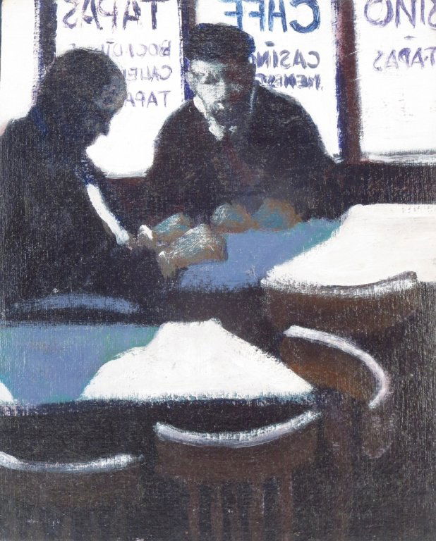 Spanish School, Two Men in a Cafe, Oil on Canvas (1 of 6)