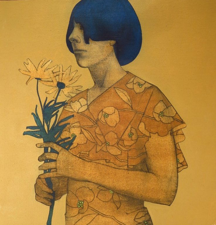 Sims, Am, mid-20th., Woman with Flowers, O/C (1 of 8)