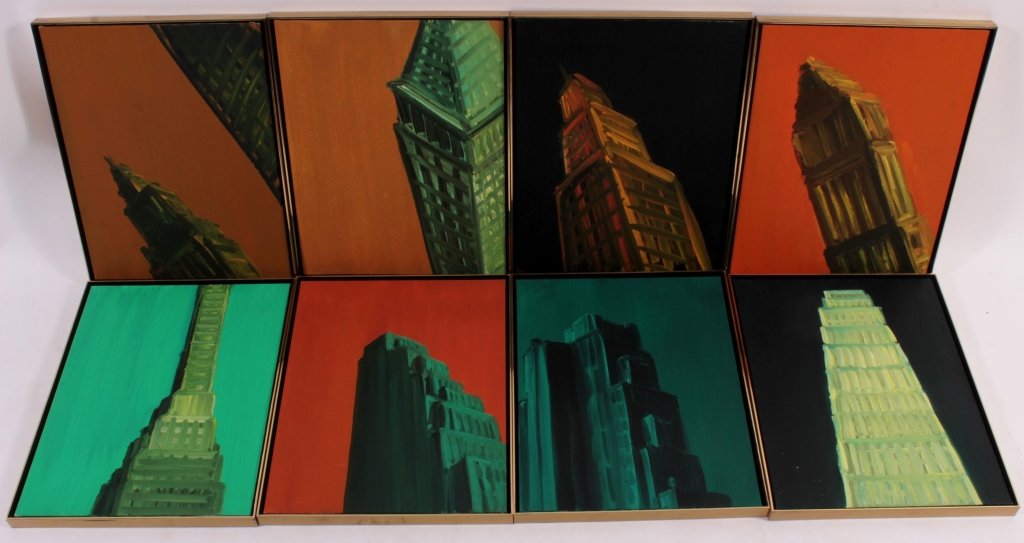 Deborah Brown, Am., "Ziggurata" Set of 8 O/B's (1 of 6)