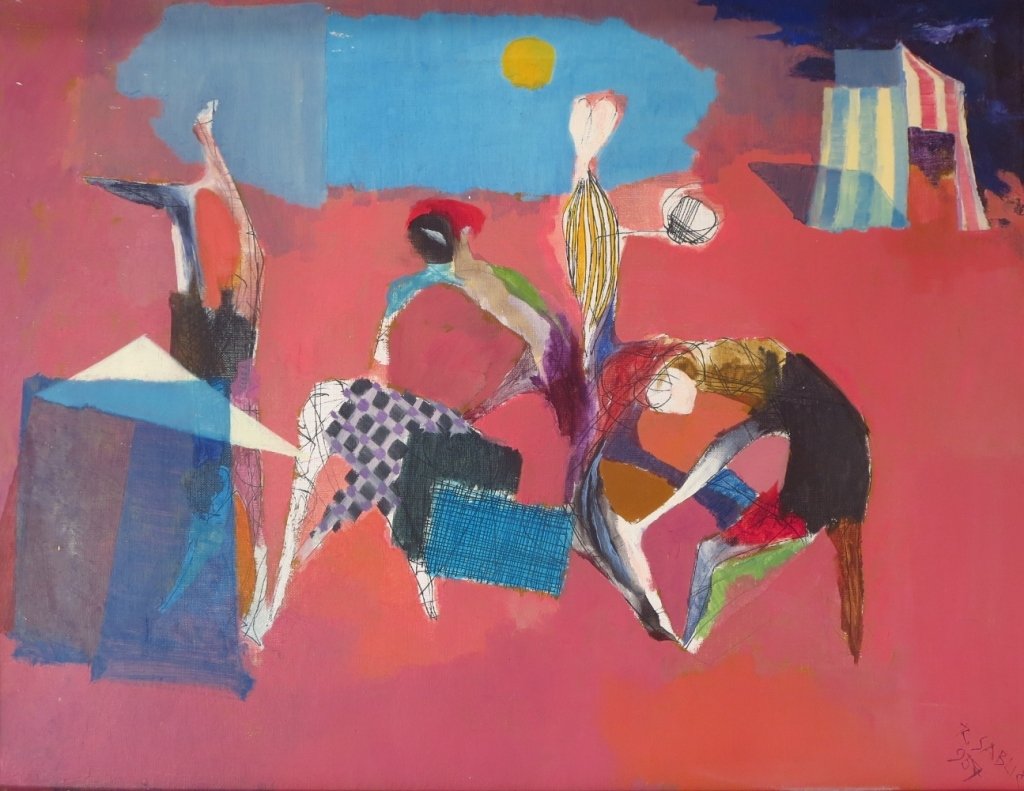 Rudolf Sablic, Croatia, b.1916,"...Beach", '57 O/C (1 of 7)