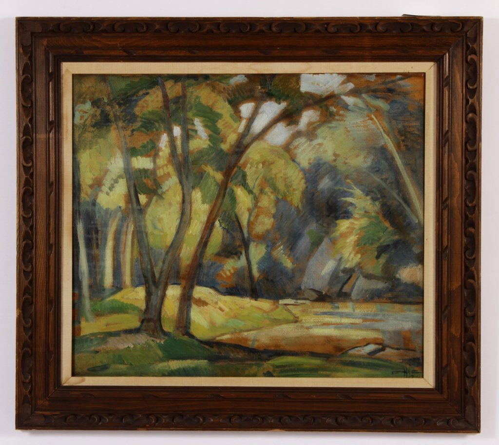 Am. School, Landscape with Trees, 1956, o/b (1 of 8)