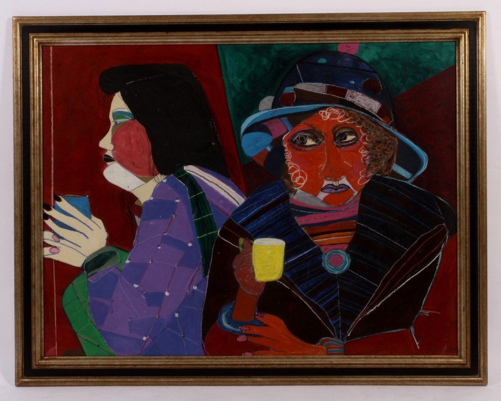 Robbie Tillotson, Am., "Sipping", large gouache (1 of 6)