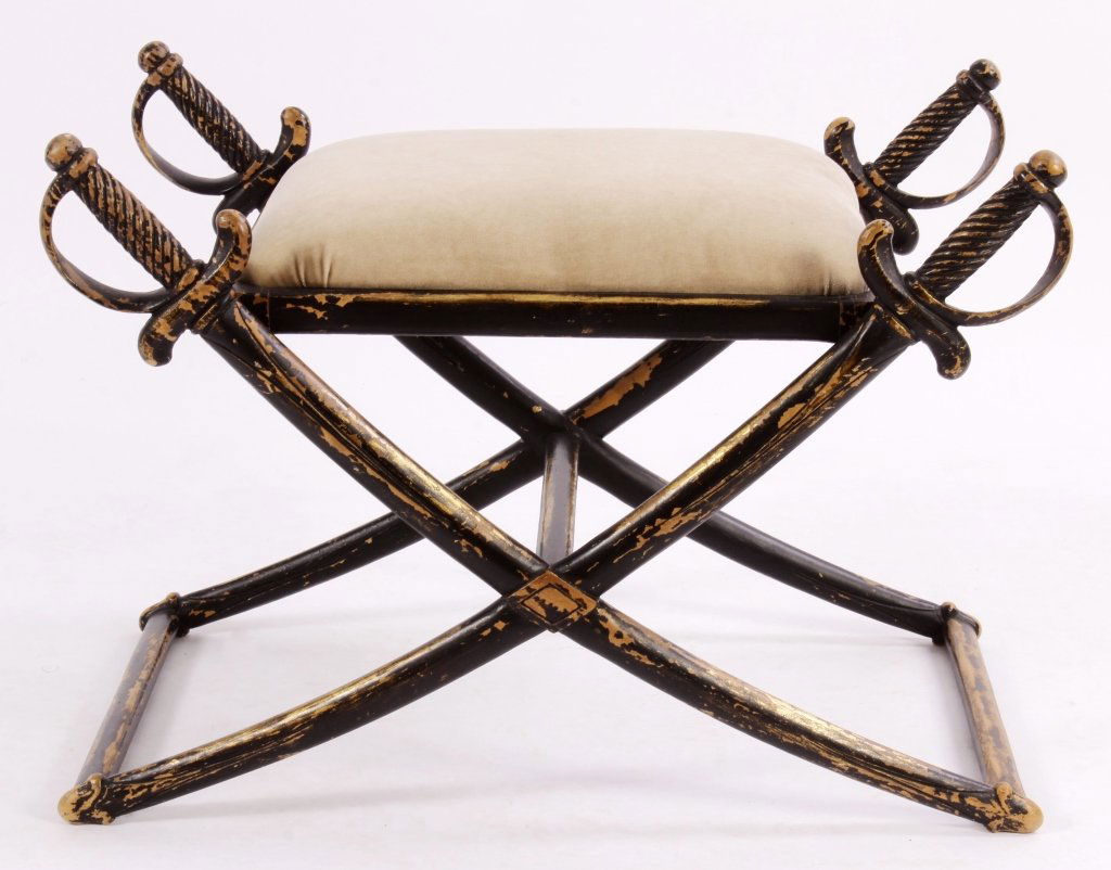 Regency Style Bench with Crossed Swords (1 of 5)