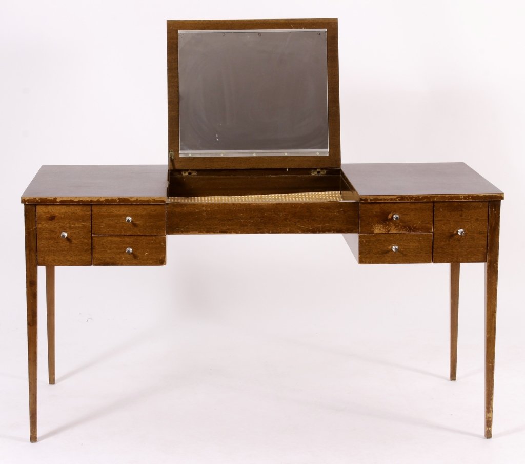 Paul McCobb Leather-Top Dressing Table with Mirror (1 of 6)
