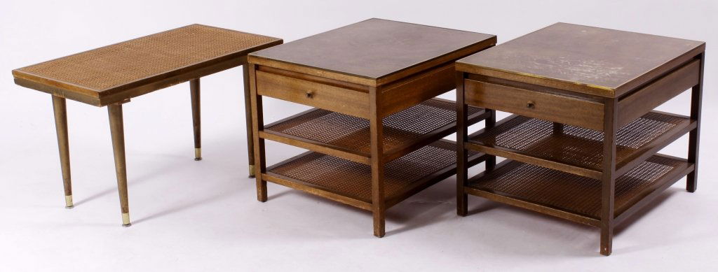 Paul McCobb Wood & Rattan Bedside Table and Bench (1 of 8)
