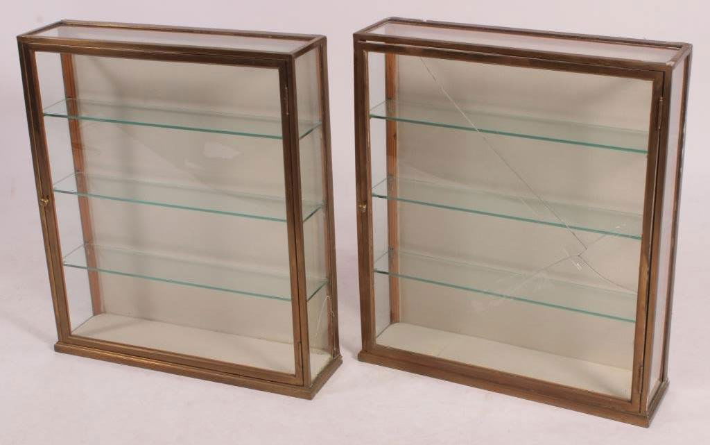 Pair of Brass Framed Wall Mounted Curio Cabinets (1 of 5)